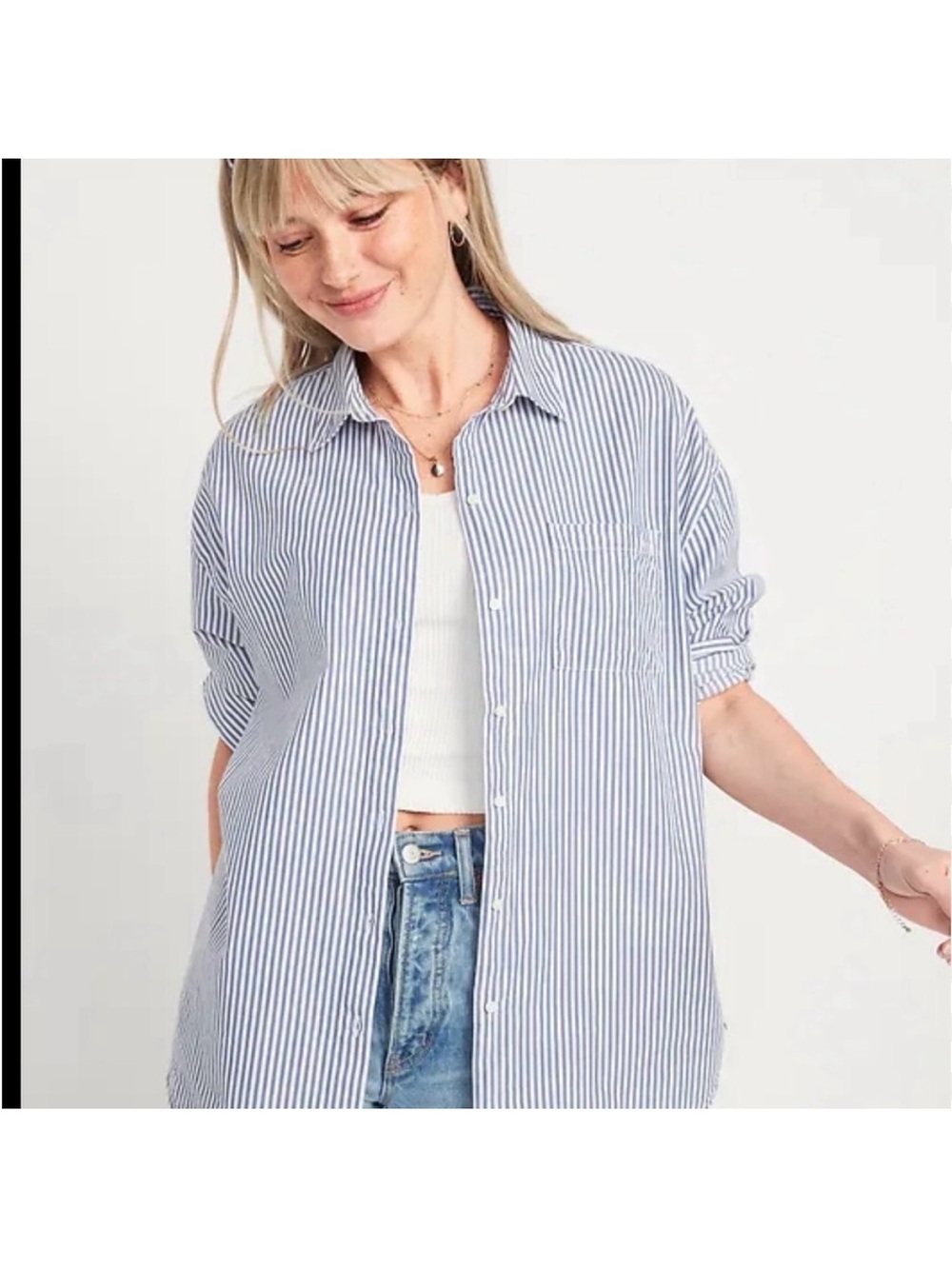 Old Navy Oversized Striped Boyfriend Shirt for Women